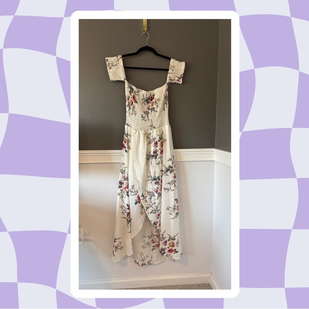 Strapless Floral Hi-Low Dress - S